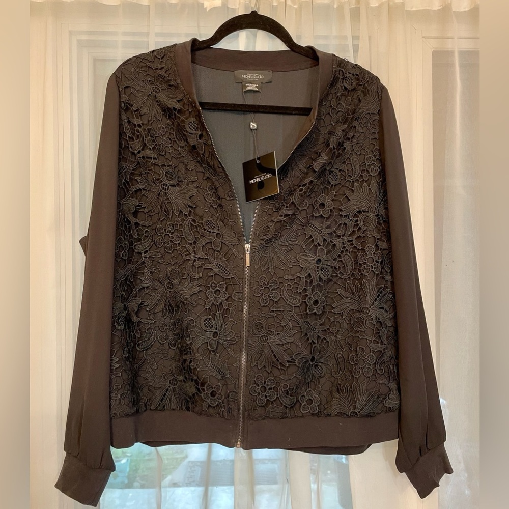 NWT black lace bomber jacket
